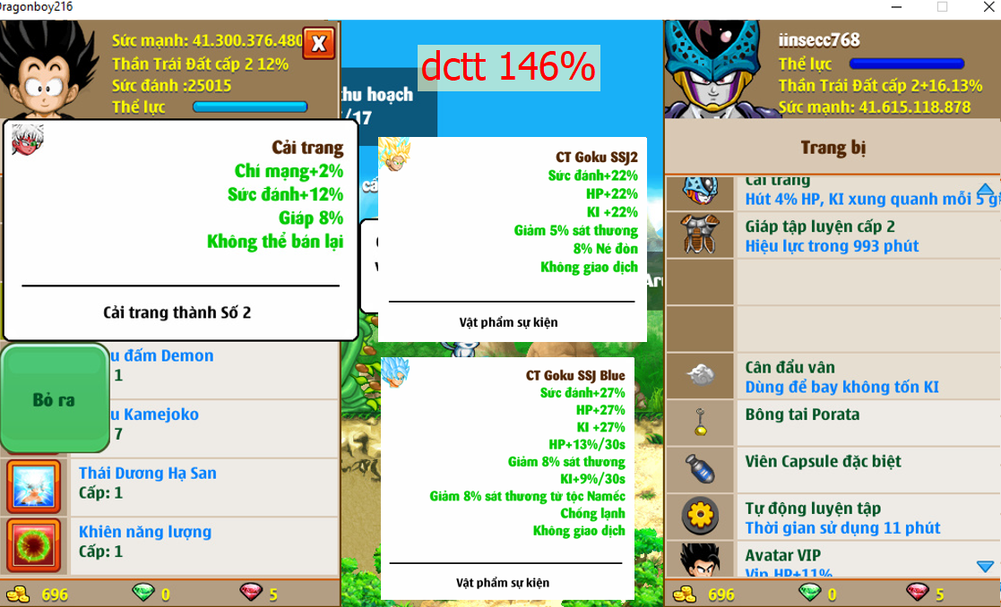Ms 4404 – Trái đất 41ti dt 41ti, kame tdhs khiên, dctt 146%, glt2, csdb, ct goku ssj blue, ct goku ssj2, ct cell con, số 2, avt 1s, apk 20, vô hình, apk 13, skill 77775666