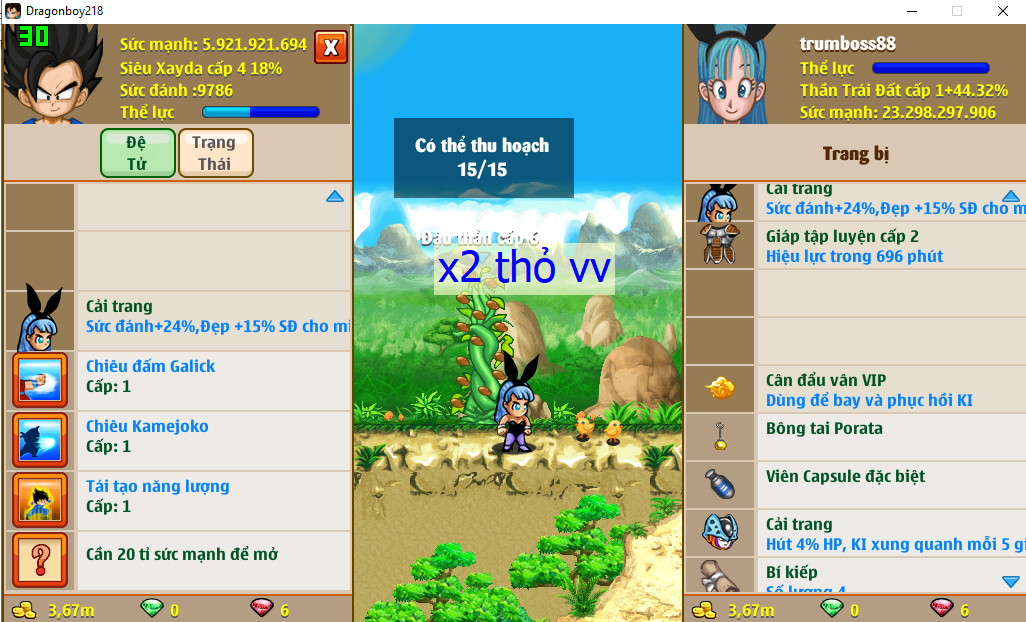 [Đã Bán]Ms 4601 – Trái đất 23ti dt 5ti9, kame ttnl, x2 thỏ, glt2, csdb, cell con, sinbato, dracula, skill 77771444