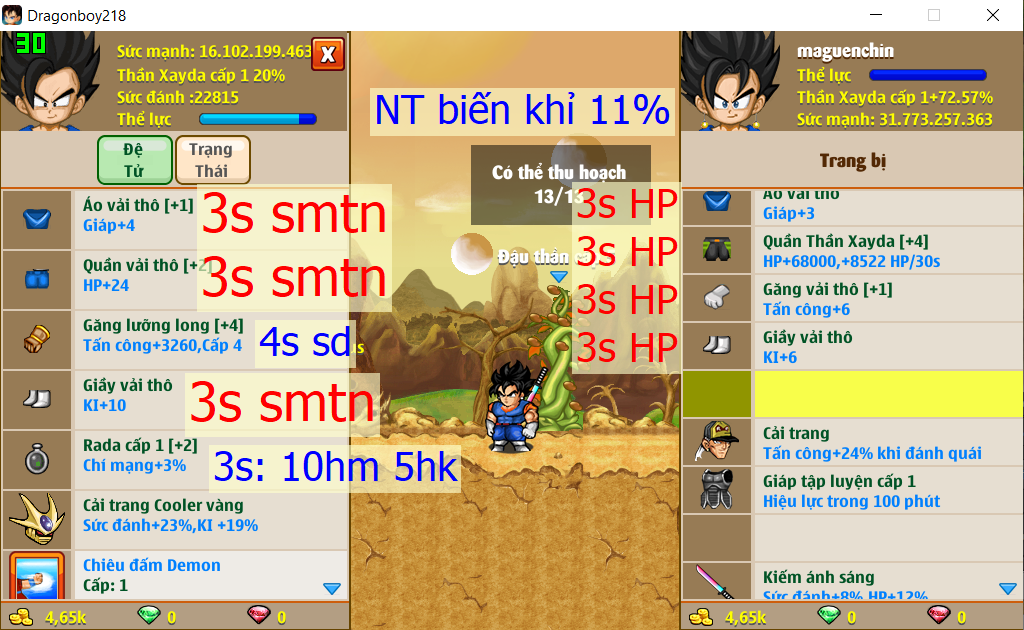 [Đã Bán]Ms 4611 (giá cả đồ) Xayda win r11, kiếm ánh sáng vv, mèo ht vv, 31ti sm dt 16ti, atomic tdhs, ct apk 13, vô hình