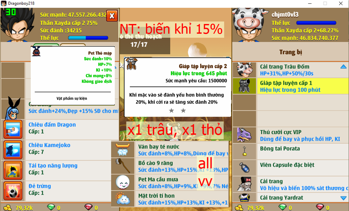 (đã bán) Ms 4612 – Xayda 46ti8 dt 47ti, kame ttnl trứng, x1 trâu, x1 thỏ, glt 4s hp + glt c2, pet thỏ mập,, ván té nước, pet ma cầu mưa, bồ cào, mặt trời tí hon,csdb, yadrat, apk 20, x2 ltn vv, x2 ct xd, chichi vv, … skill 77777776