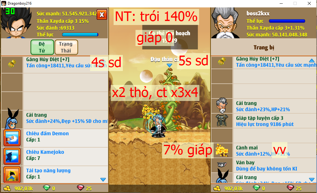 [Đã Bán]Ms 4792 – Xayda chơi sd 50ti sm dt 51ti, kame ttnl khỉ, NT trói 140%, giáp 0 kik sp, x2 găng hd c7 5s4s, x2 thỏ, ct x3x4, apk 20, … skill full 77777777