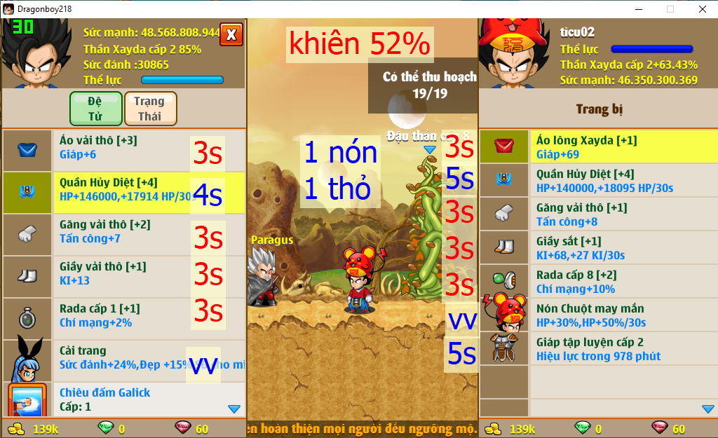 [Đã Bán]Ms 4809  (tặng kèm đồ) – Xayda 46ti dt 48ti, kame tdhs trứng, NT khiên 52%, glt 5s, x2 w hd 5s 4s, x1 nón chuột, x1 thỏ