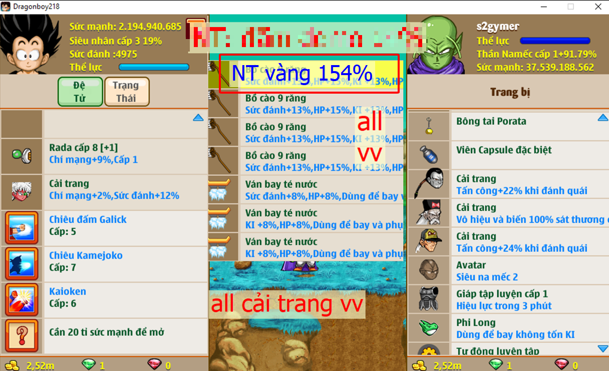 Ms 6144 -(có ván té 8% sd + bồ cào) – NT vàng 154% – Nameck 37ti dt 2ti1, kame 7 kaioken 6, csdb, apk 20, apk 13 14, ct số 2 vv, có bông tai