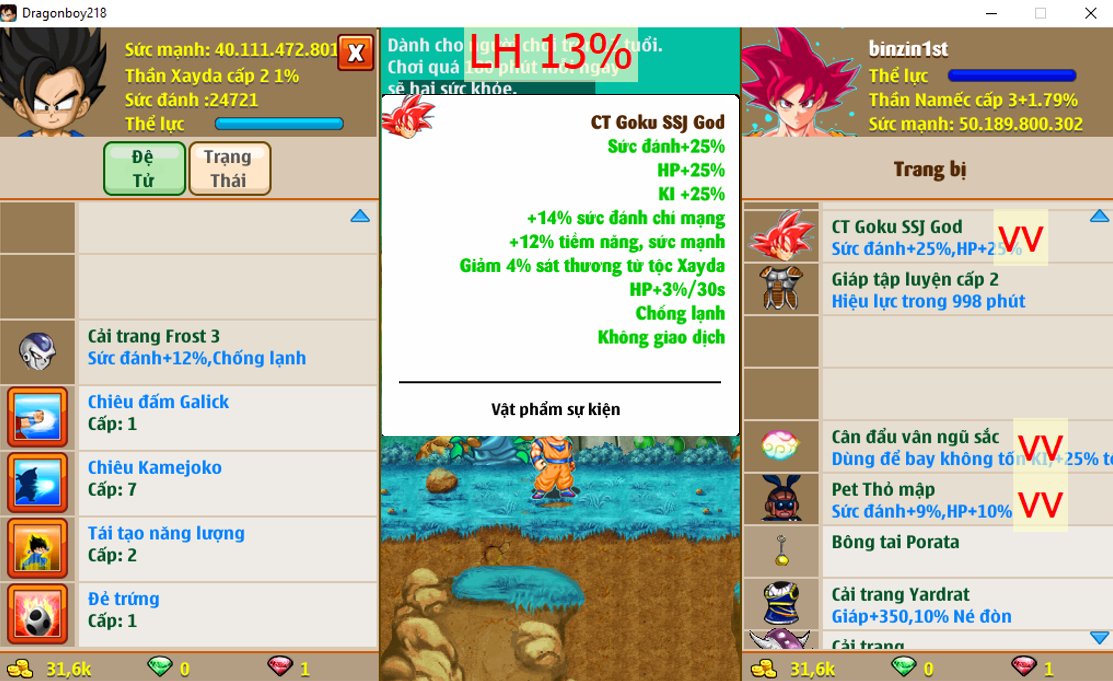 Ms 6346 – Nameck 50ti dt 40ti,m kame ttnl trứng, LH 13%, giáp c2, pet thỏ mập, ct goku ssj god vv, yadrat, frost3, dracula, vh, fide 2, x2 apk 13,….