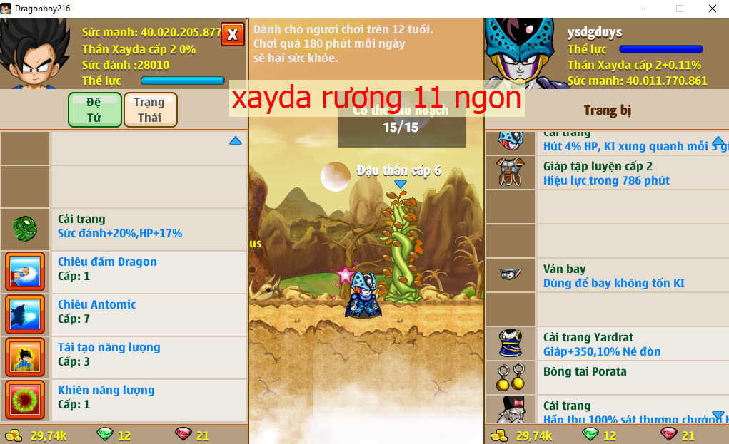 Ms 6390 – Xayda rương 11 ngon, 40ti dt 40ti, giáp c2, ct cell con, yacon, buibui, apk 20, vh dracula