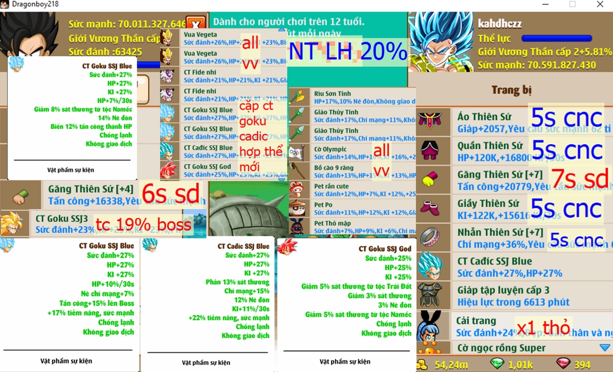 Ms 6393 – Nameck vip x2 găng ts 7s + 6s + set ts 5s, ct goku SSJ God, ct goku + cadic blue hợp thể mới đẹp, ….