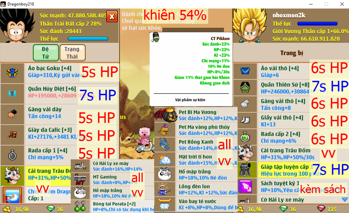 Ms 6532 (kèm sách 10% HP + cả đồ) – Ms Xayda vip id #nhoxmon2k, giáp 7s, w ts c8 7s + w hd 7s, khiên 54 + ct pikkon ngon, bct2 8% HP, x2 nón trâu, phụ kiện đầy đủ ….