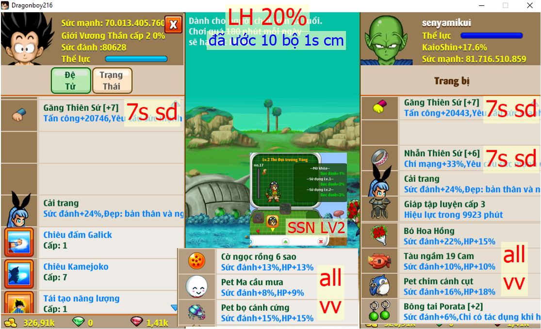 Ms 6533 – Nameck vip id #senyamikui, LH 20%, x2 găng thiên sứ 7s, nhẫn ts 7s, kik ssn LV2, ước 10 bộ 1s cm, x2 thỏ, glt c3, csdb, pet chim cánh cụt, hoa hồng vv, ván tàu ngầm cam, ….