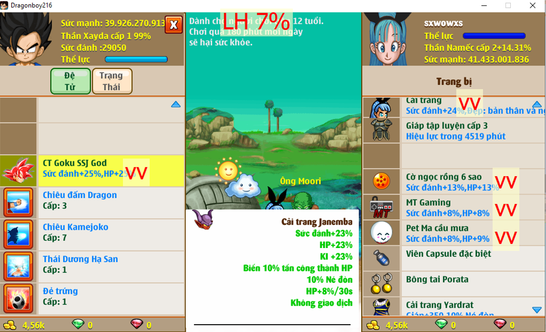 (đã bán) Ms 6536 – Nameck 41ti dt 39ti, kame tdhs trứng, LH 7%, giáp c3, x1 thỏ, ct goku god, yadrat, csdb, phụ kiện đầy đủ, ct hợp thể, vh, cell con,