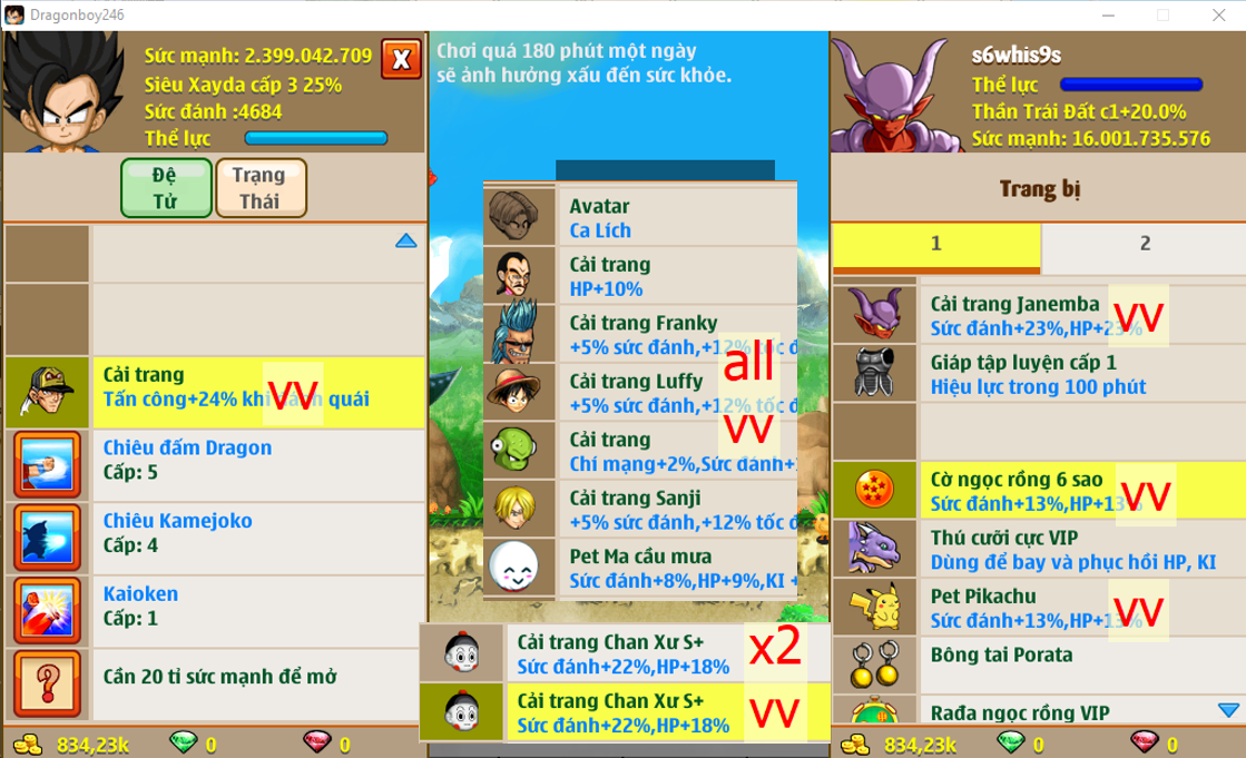 (đã bán) Ms 6548 – Trái đất 16ti dt 2ti3, kame kaioken, ct janemba, x2 chan xư, apk 13, ct luffy, sanji, Franky, …