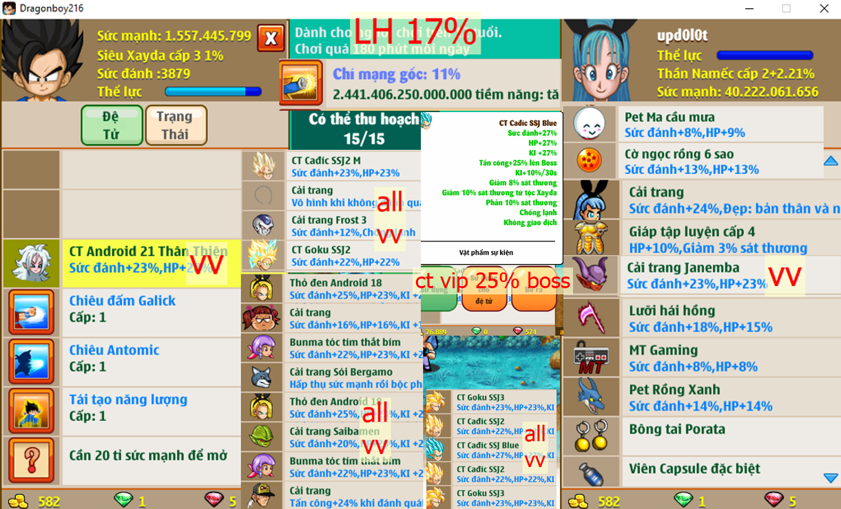 Ms 6610 – Nameck 40ti dt 1ti5, giáp c4, cmg 11%, LH 17%, x1 thỏ, lưỡi hái hồng, ván MT, pet rồng xanh, ct tc boss 25%, nhiều cải trang