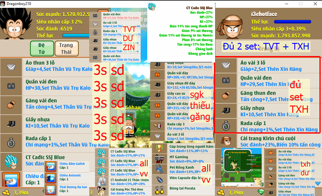 Ms 6621 – Trái đất ti7 dt 1ti5, atomic tdhs, set TVT đủ 5 món (có dư), set TXH đủ 5 món (có dư), đã kik rồng, phụ kiện đầy đủ, x3 ct cadic ssj blue (có tc boss 17%), ct apk 21 thân thiện, póc thỏ đen, ct kirin chú cuội, …