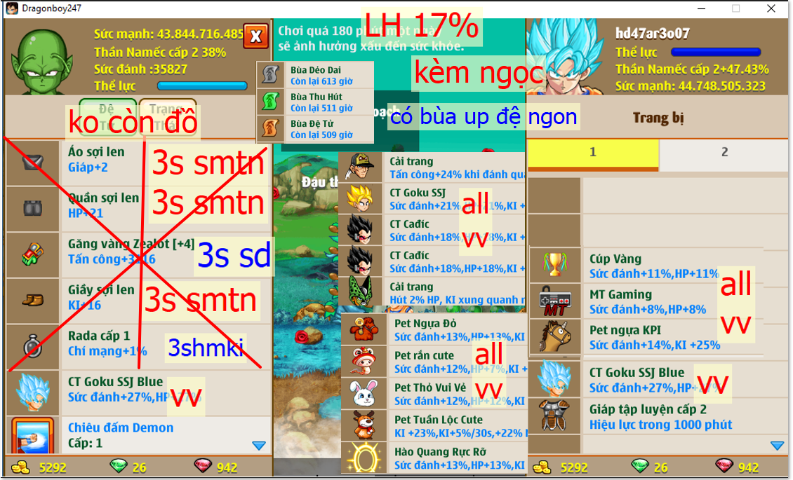 (đã bán) Ms 6647 (kèm 950 ngọc) – (còn bùa up đệ) – Nameck 44ti dt 43ti8, atomic tdhs khiên, LH 17%, csdb, x2 blue vv, x2 ct cadic, apk 13, có đầy đủ phụ kiện, có pk up đệ ngon